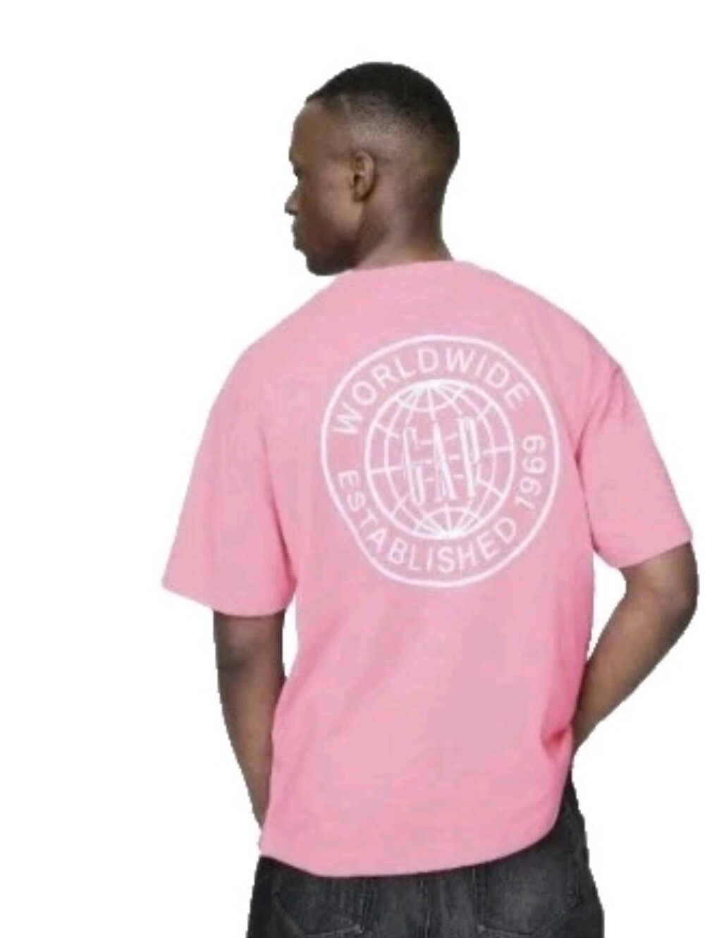 GAP Worldwide Logo Graphic Crewneck Tshirt Pink Mens Large NWT